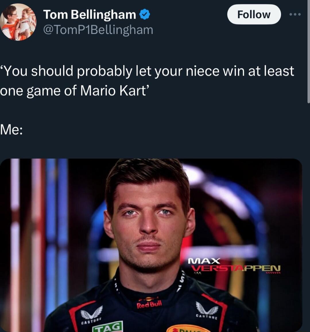 Tom Bellingham TomP1Bellingham You should probably let your niece win at least one game of Mario Kart H 1