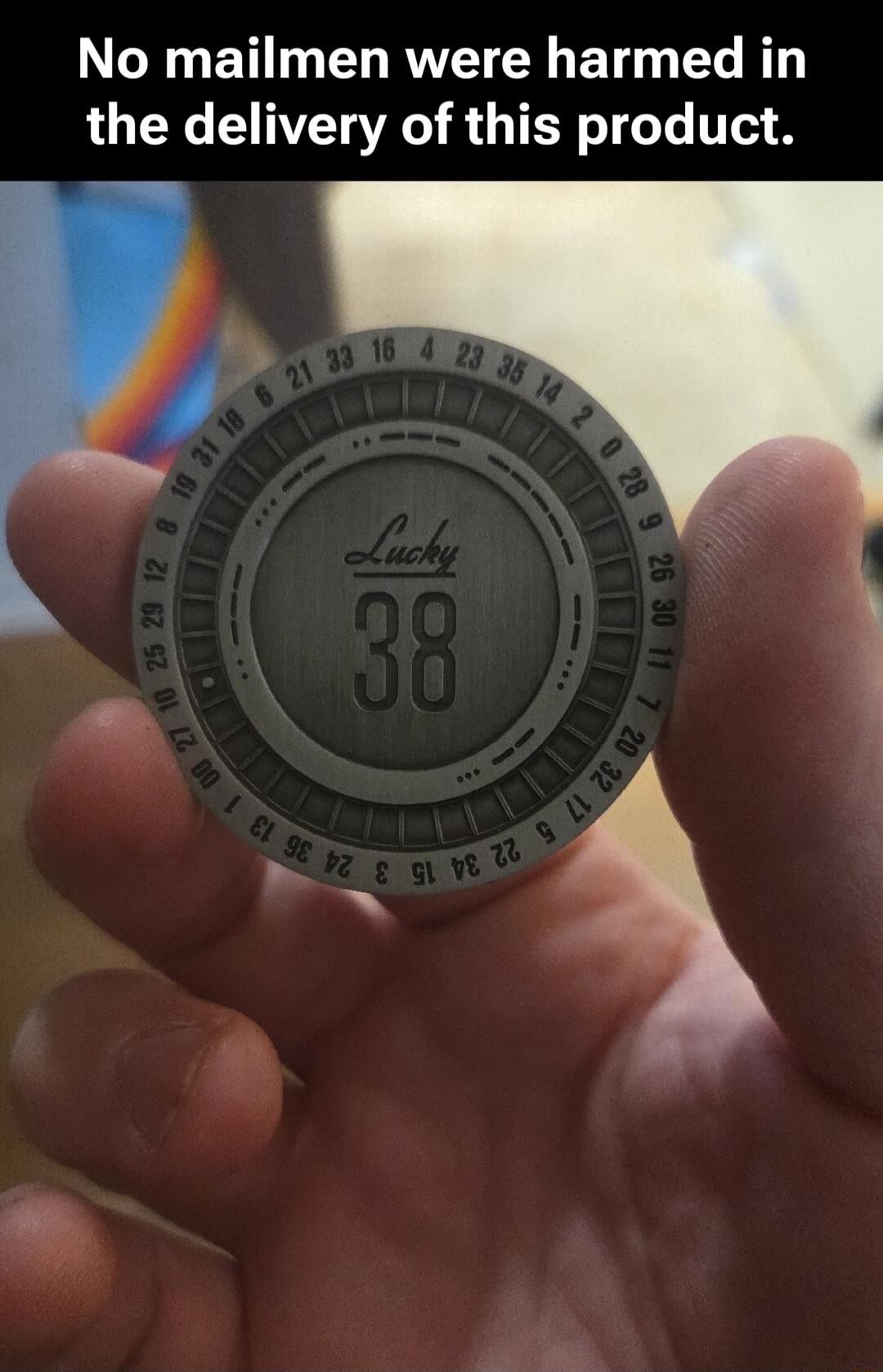 No mailmen were harmed in the delivery of this product. Lucky 38