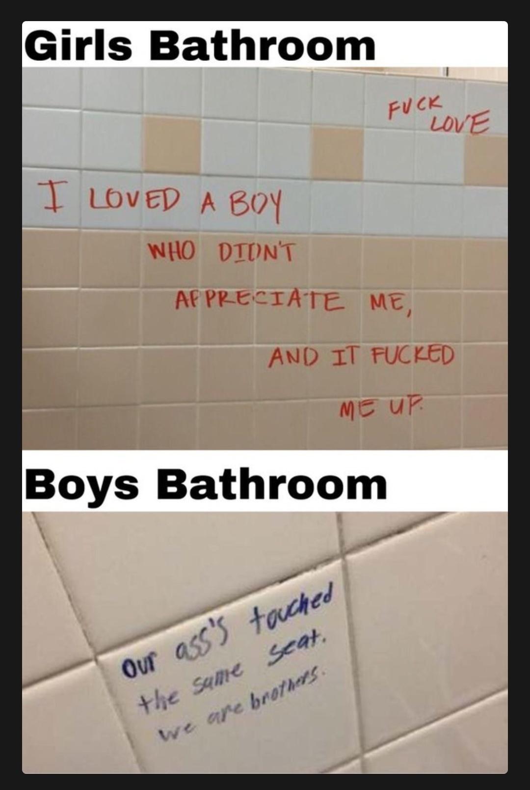 Girls Bathroom WHO DIDNT AEPRECIATE ME AND IT FUCKED _ ME UF Boys Bathroom