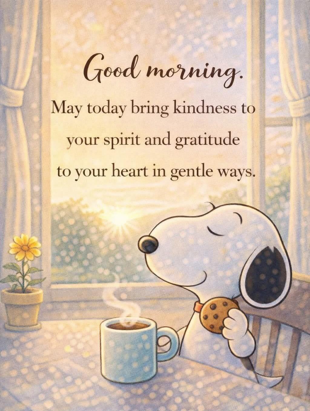 Good morning. May today bring kindness to your spirit and gratitude to your heart in gentle ways.