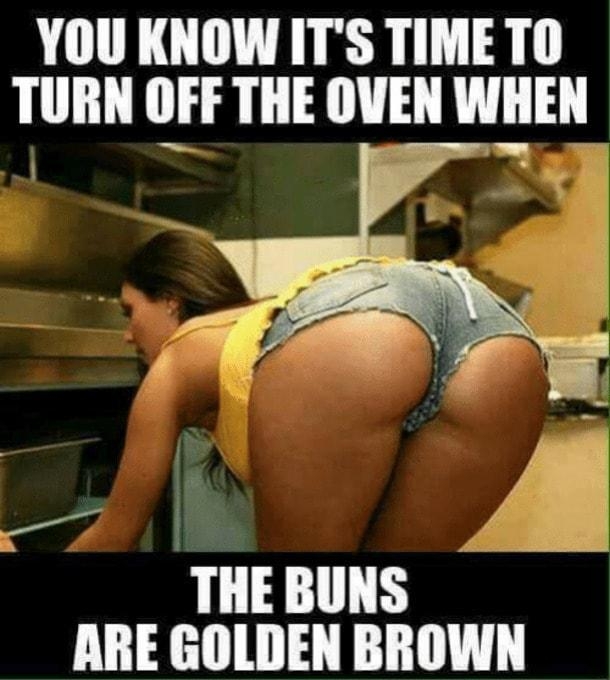 YOU KNOW ITS TIME TO TURN OFF THE OVEN WHEN THE BUNS ARE GOLDEN BROWN