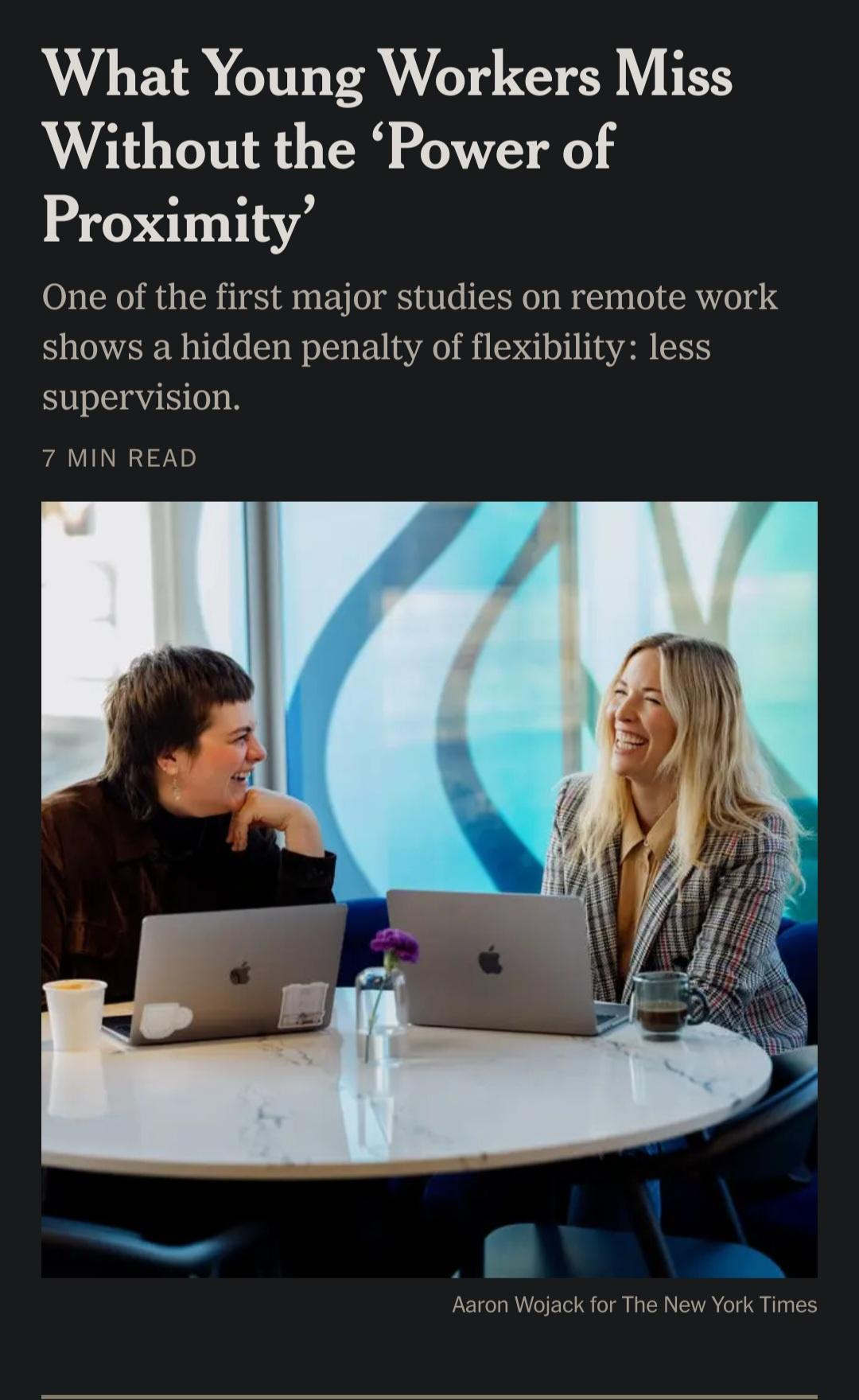 What Young Workers Miss Without the Power of Proximity One of the first major studies on remote work shows a hidden penalty of flexibility less supervision 7 MIN READ