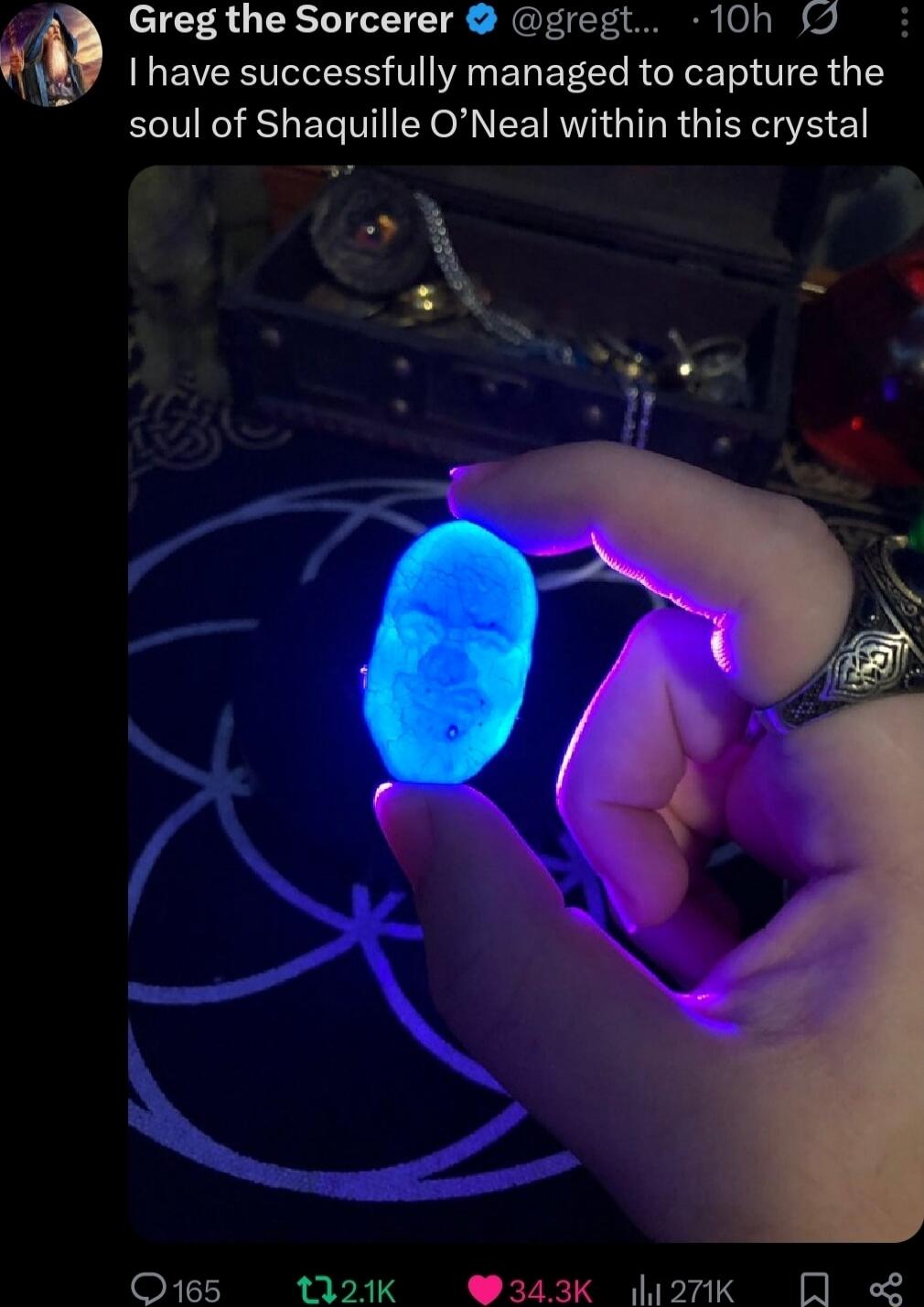 I have successfully managed to capture the soul of Shaquille O'Neal within this crystal