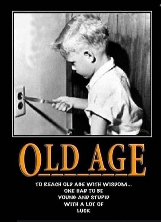 OLD AGE TO REACH OLD AGE WITH WISDOM... ONE HAD TO BE YOUNG AND STUPID WITH A LOT OF LUCK