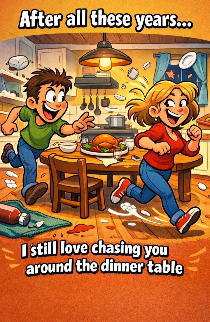 After all these years... I still love chasing you around the dinner table