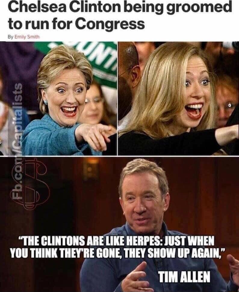 linton being groomed torunfor Congress ol THE CLINTONS ARE IIK HERPES JUST WHEN YOU THINK IEI GONE THEY SHOW UP AGAIN TIM ALLEN