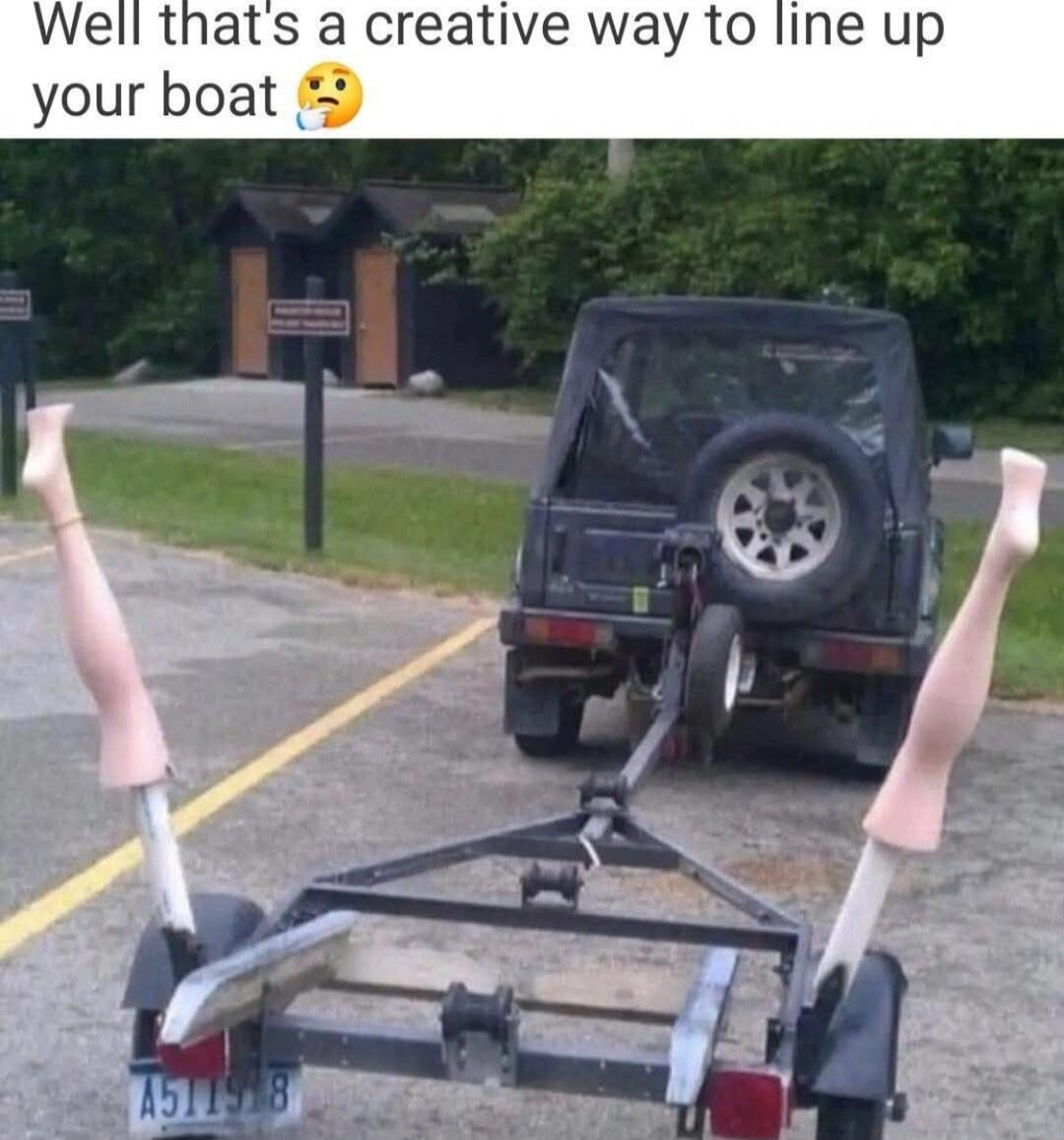 Well that's a creative way to line up your boat