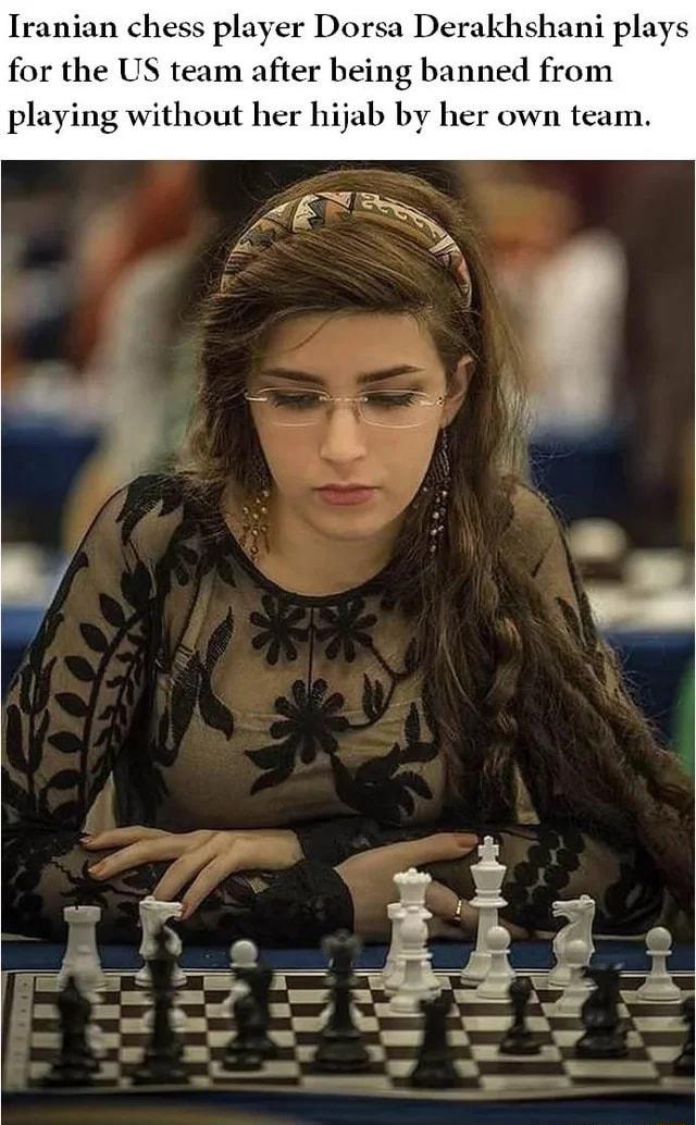 Iranian chess player Dorsa Derakhshani plays for the US team after being banned from playing without her hijab by her own team