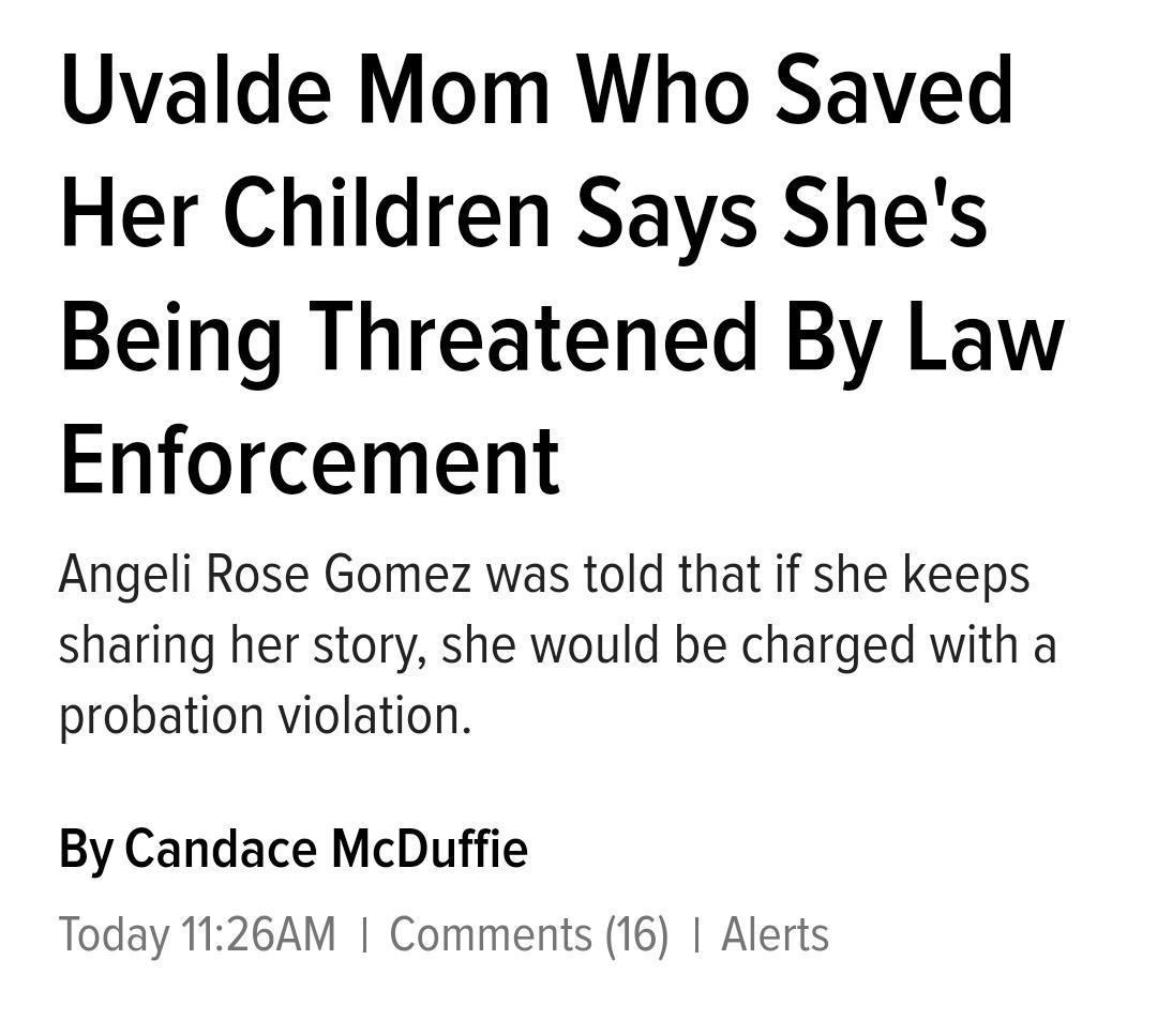 Uvalde Mom Who Saved Her Children Says Shes Being Threatened By Law Enforcement Angeli Rose Gomez was told that if she keeps sharing her story she would be charged with a probation violation By Candace McDuffie Today 1126AM Comments 16 Alerts