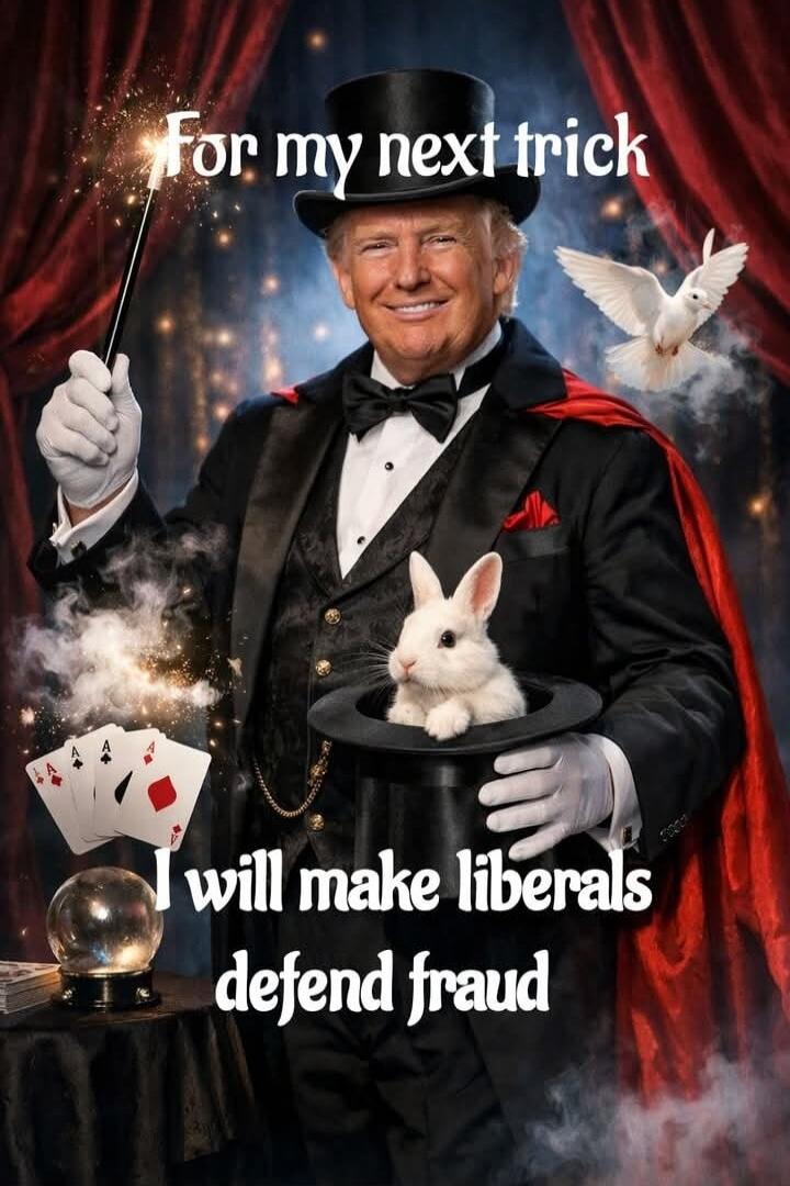for my next trick I will make liberals defend fraud