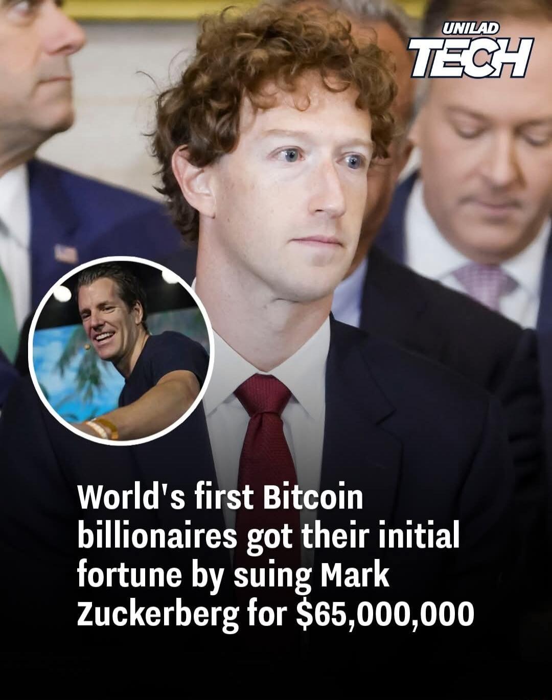 Worlds first Bitcoin billionaires got their initial fortune by suing Mark 2Zuckerberg for 65000000