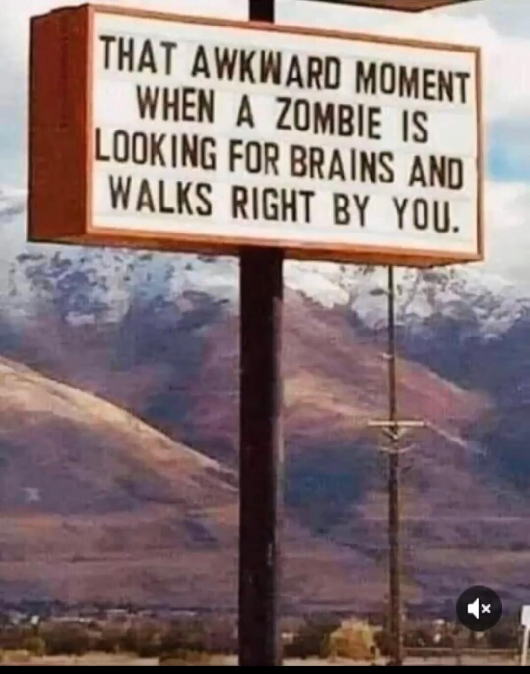 THAT AWKWARD MOMENT WHEN A ZOMBIE IS LOOKING FOR BRAINS AND WALKS RIGHT BY YOU.