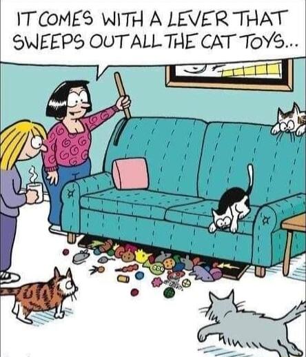 ITCOMES WITH A LEVER THAT SWEEPS OUT ALLTHE CAT TOY5