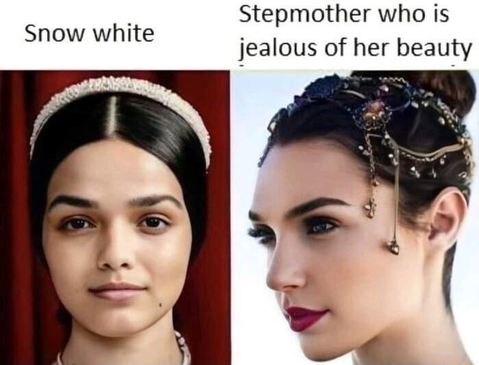 Stepmother who is jealous of her beauty Snow white