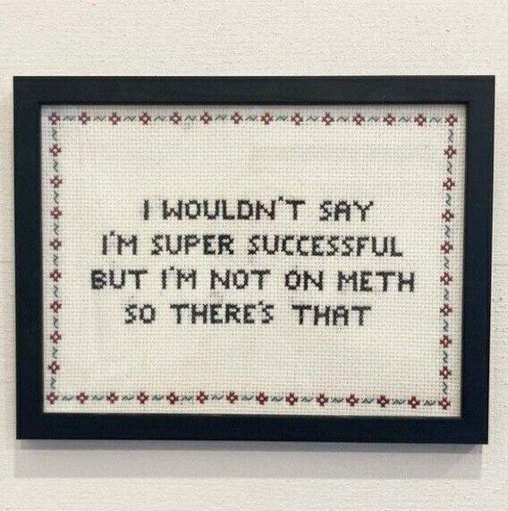 I wouldn't say I'm super successful but I'm not on meth so there's that