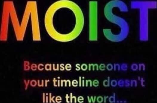 MOIST
Because someone on your timeline doesn't like the word...