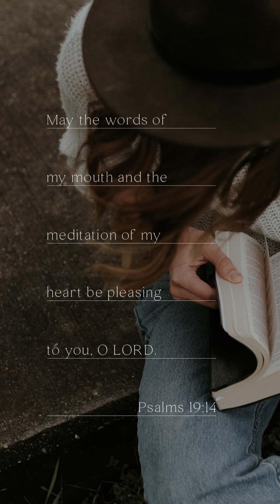May the words of my mouth and the meditation of my heart be pleasing to you, O LORD. Psalms 19:14