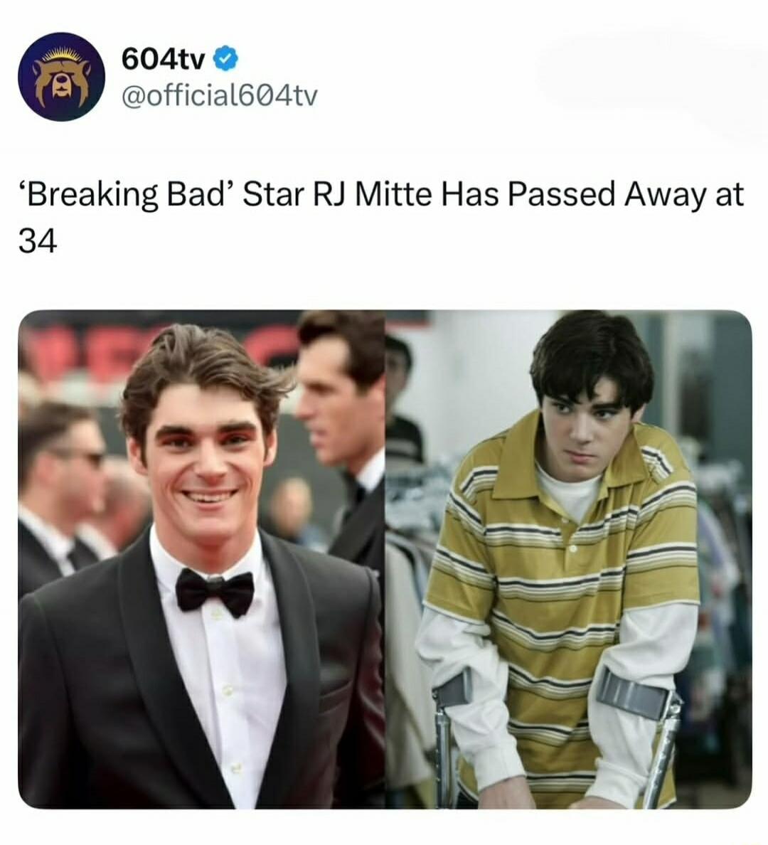 604tv @official604tv 'Breaking Bad' Star RJ Mitte Has Passed Away at 34
