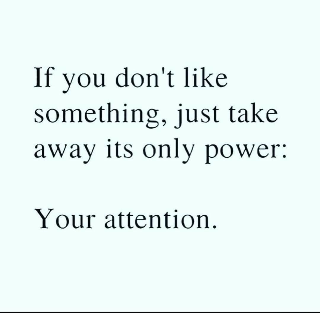 If you dont like something just take away its only power Your attention