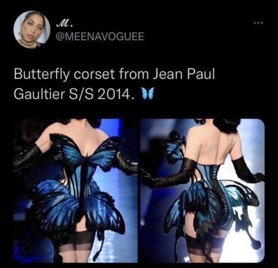 M. @MEENAVOGUEE Butterfly corset from Jean Paul Gaultier S/S 2014. 🦋