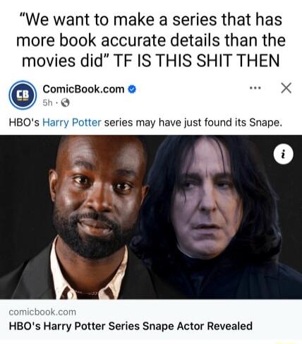 We want to make a series that has more book accurate details than the movies did TF IS THIS SHIT THEN ComicBookcom w158 HBOs Harry Potter series may have just found its Snape HBOs Harry Potter Series Snape Actor Revealed