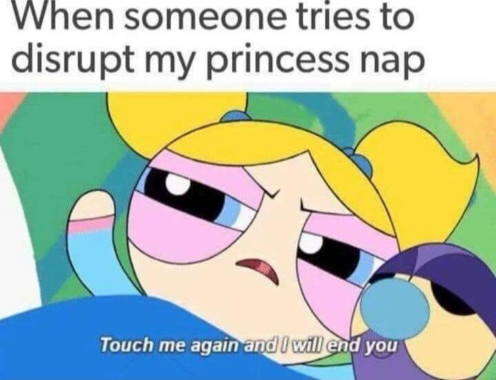 VWhen someone tries to disrupt my princess nap y Y