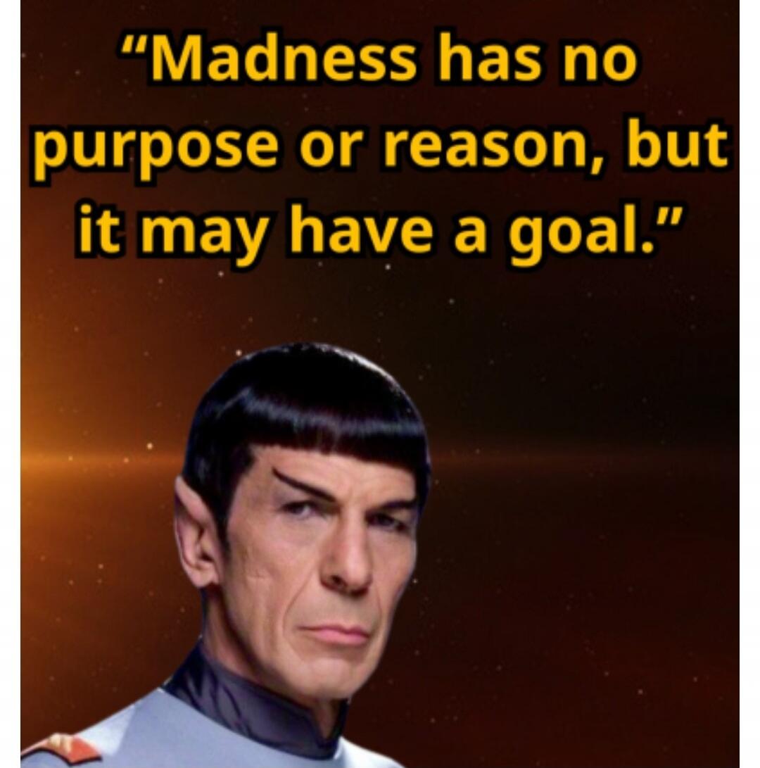 Madness has no purpose or reason, but it may have a goal.