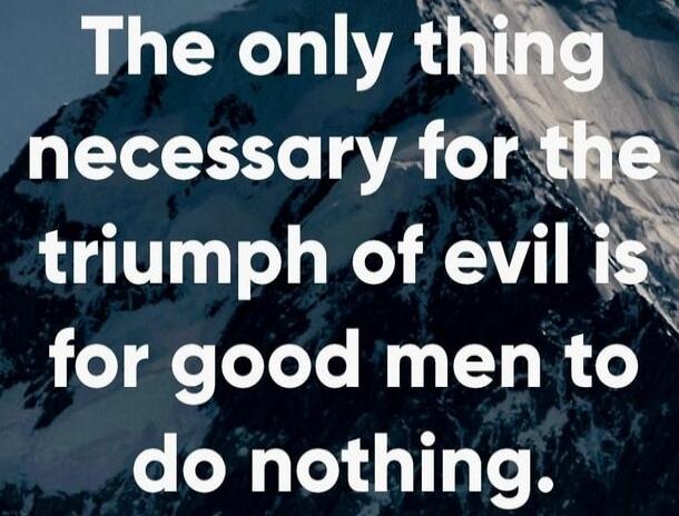 The only thing necessary for the triumph of evil is for good men to do nothing.