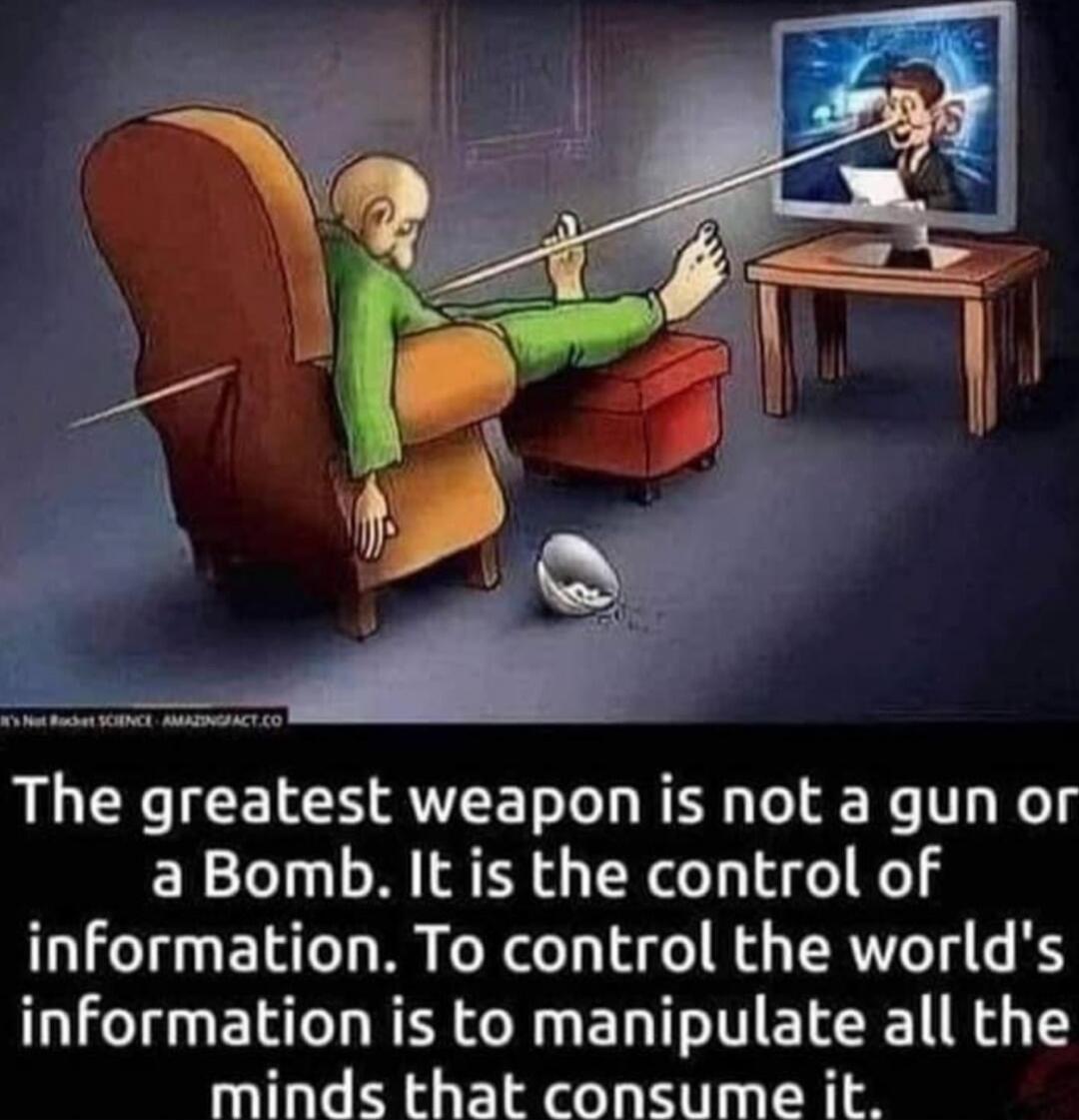 The greatest weapon is not a gun or a Bomb. It is the control of information. To control the world's information is to manipulate all the minds that consume it.