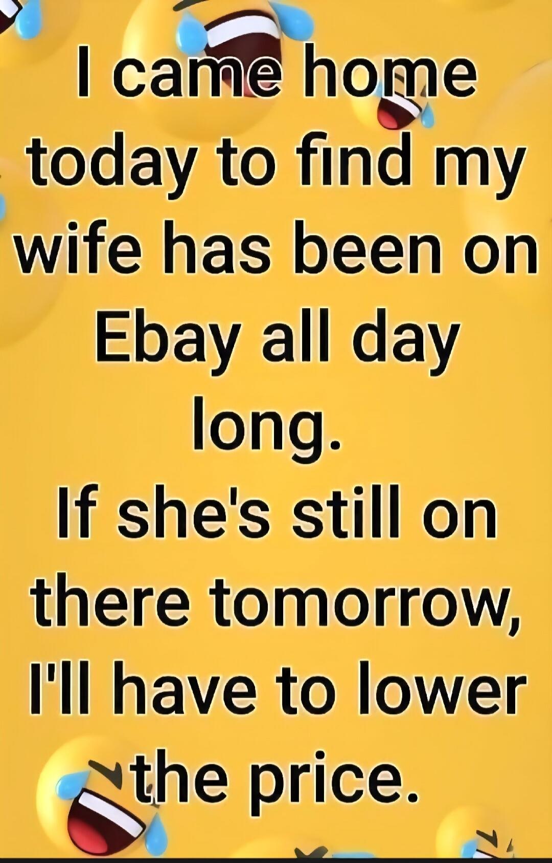 I came home today to find my wife has been on Ebay all day long. If she's still on there tomorrow, I'll have to lower the price.