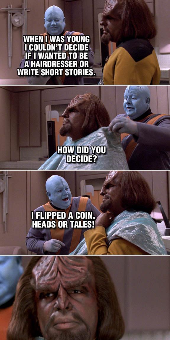 i 2 _ WHENIWAS YOUNG 1 I COULDNT DECIDE IF WANTEDT0 BE AHAIRDRESSEROR WRITE SHORT STORIES PR FLIPPED A com HEADS OR TLESiE Z Azx