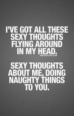 I'VE GOT ALL THESE SEXY THOUGHTS FLYING AROUND IN MY HEAD. SEXY THOUGHTS ABOUT ME, DOING NAUGHTY THINGS TO YOU.