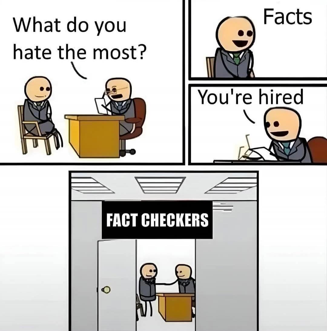 What do you hate the most?
Facts
You're hired
FACT CHECKERS