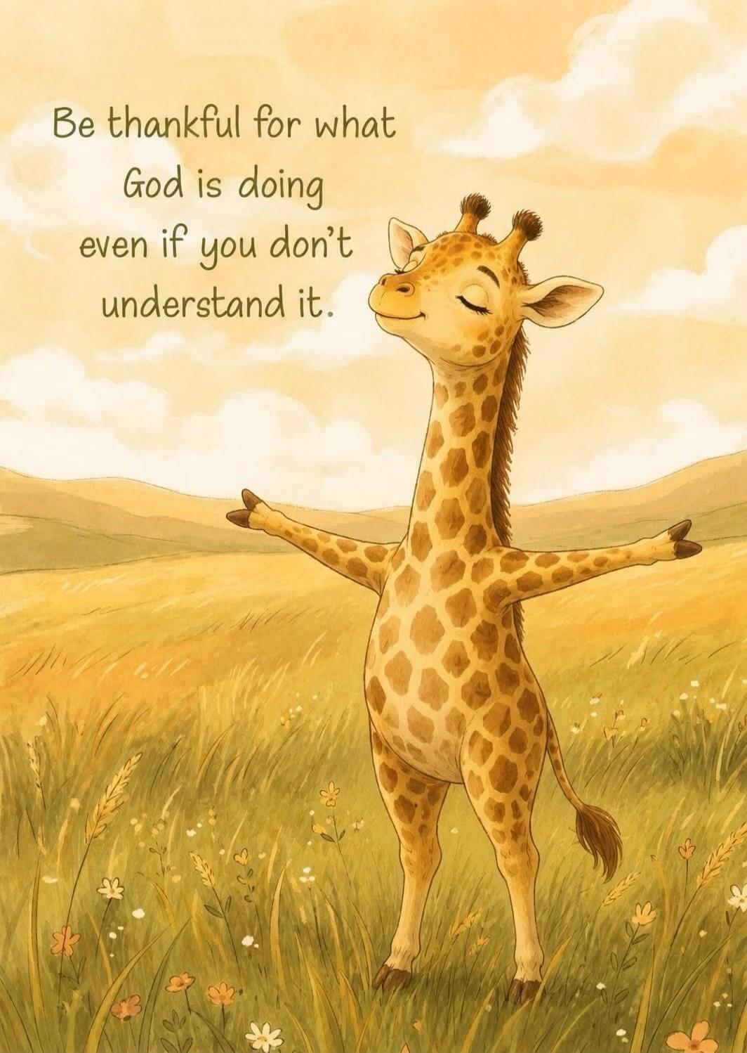 Be thankful for what God is doing even if you don't understand it.