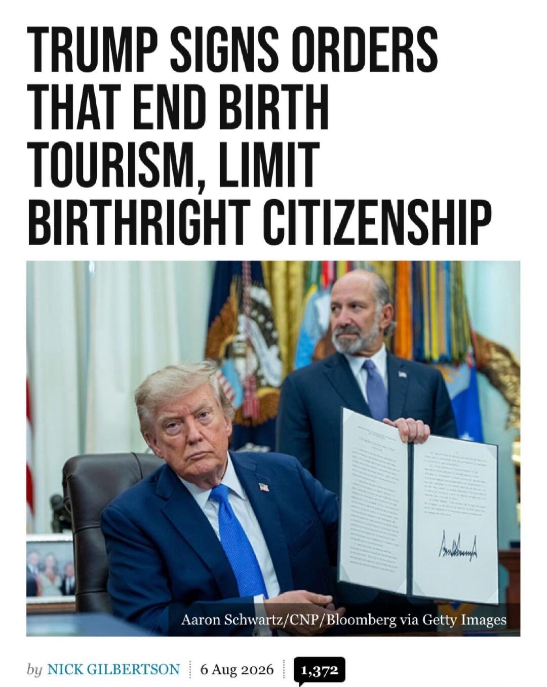 TRUMP SIGNS ORDERS THAT END BIRTH TOURISM, LIMIT BIRTHRIGHT CITIZENSHIP
