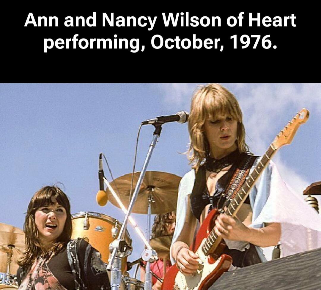 Ann and Nancy Wilson of Heart performing, October, 1976.