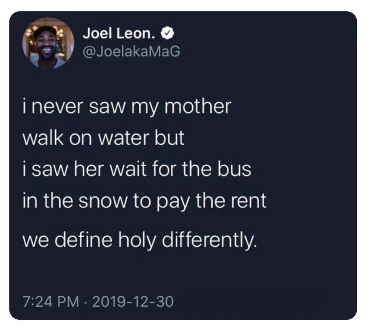 i never saw my mother walk on water but i saw her wait for the bus ARG A N EVA N Clald WEXe Siila W ool WA T CCIETalYA