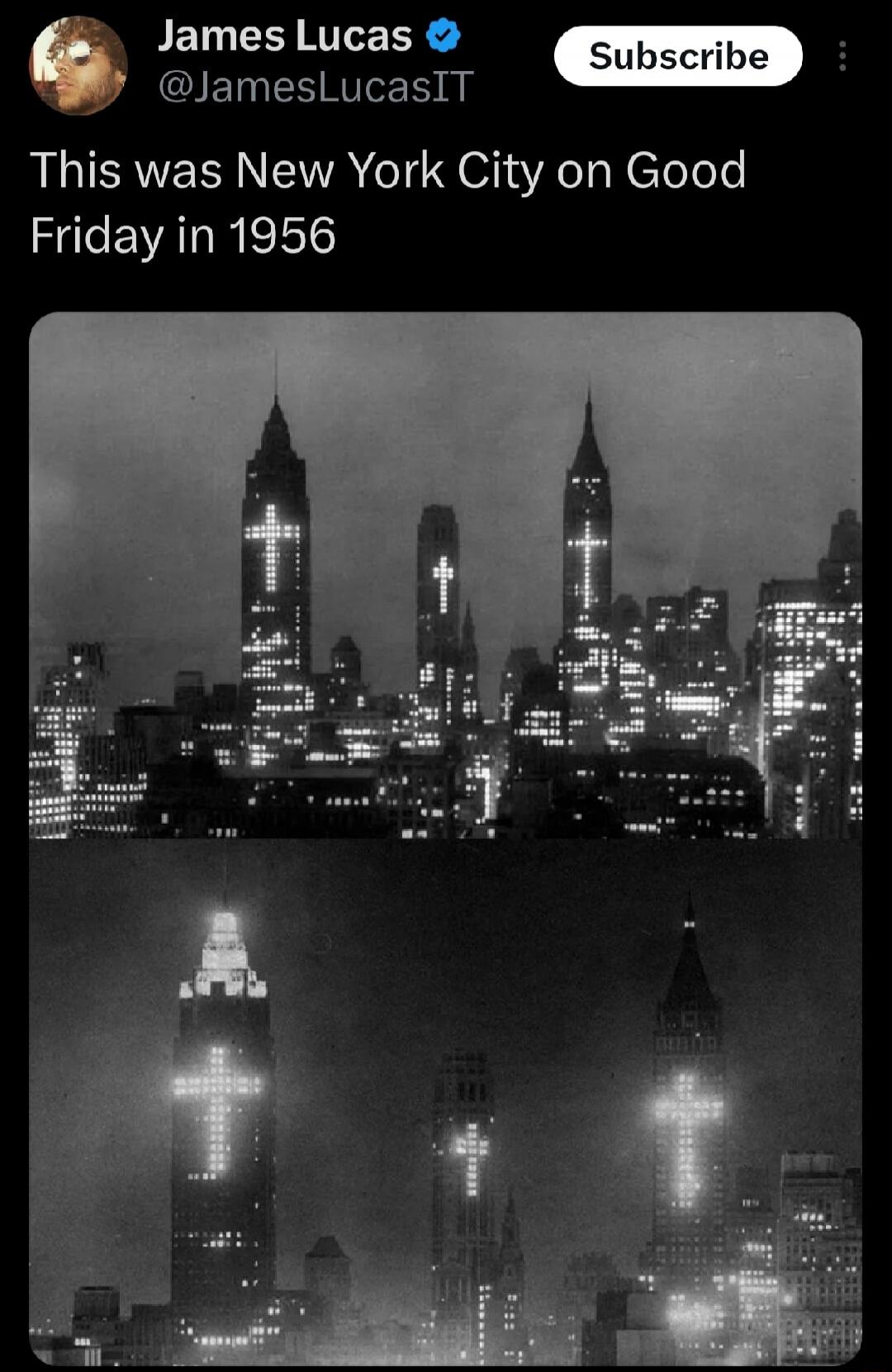 James Lucas Subscribe This was New York City on Good Friday in 1956