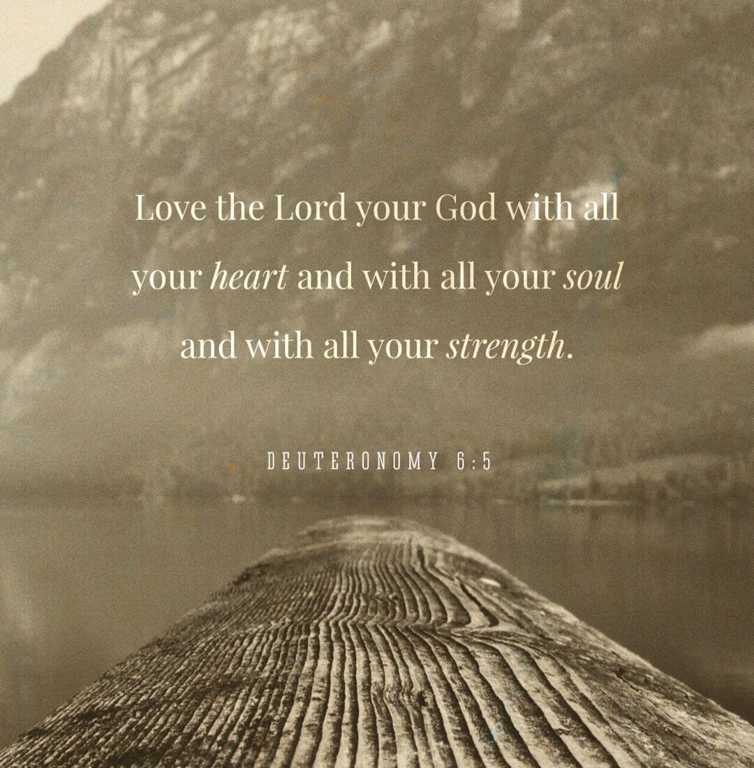 Love the Lord your God with all your heart and with all your soul and with all your strength. DEUTERONOMY 6:5