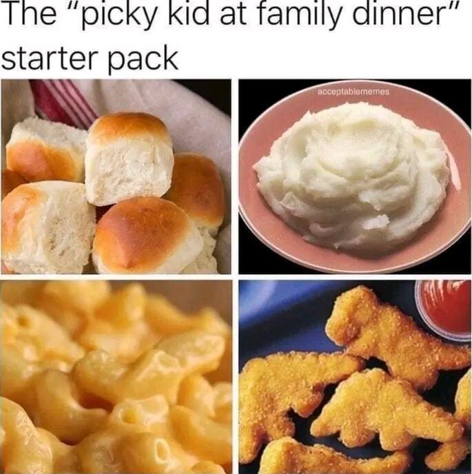 The picky Kia at tfamily dinner starter pack