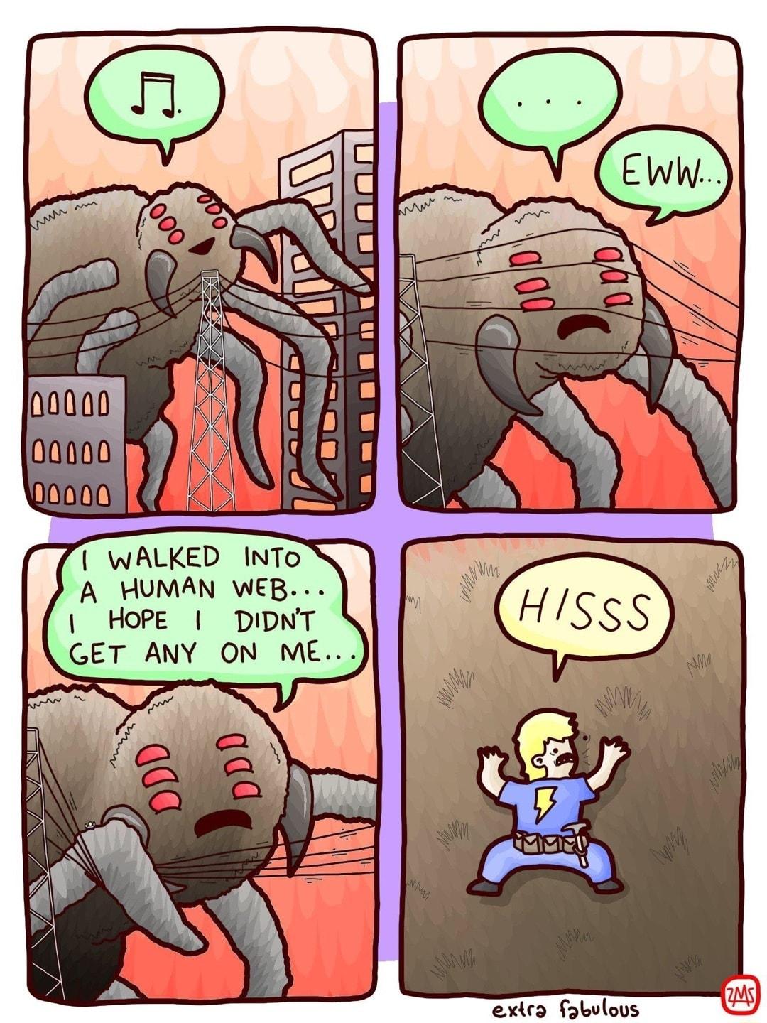 WALKED INTO A HUMAN WEB HOPE DIDNT GET ANY ON ME exics fobulovs