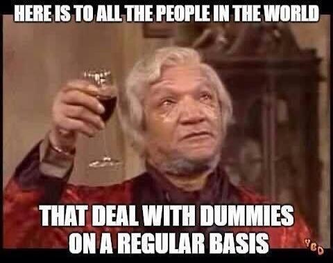 HERE IS TO ALL THE PEOPLE IN THE WORLD THAT DEAL WITH DUMMIES ON A REGULAR BASIS