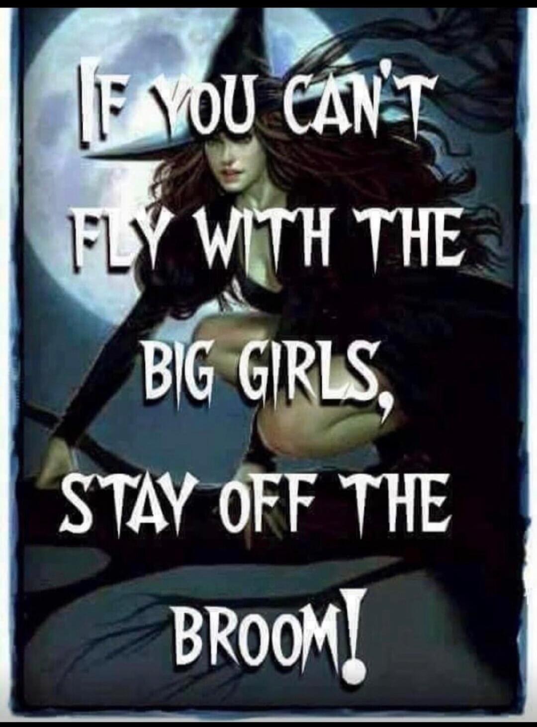 IF YOU CAN'T FLY WITH THE BIG GIRLS, STAY OFF THE BROOM!