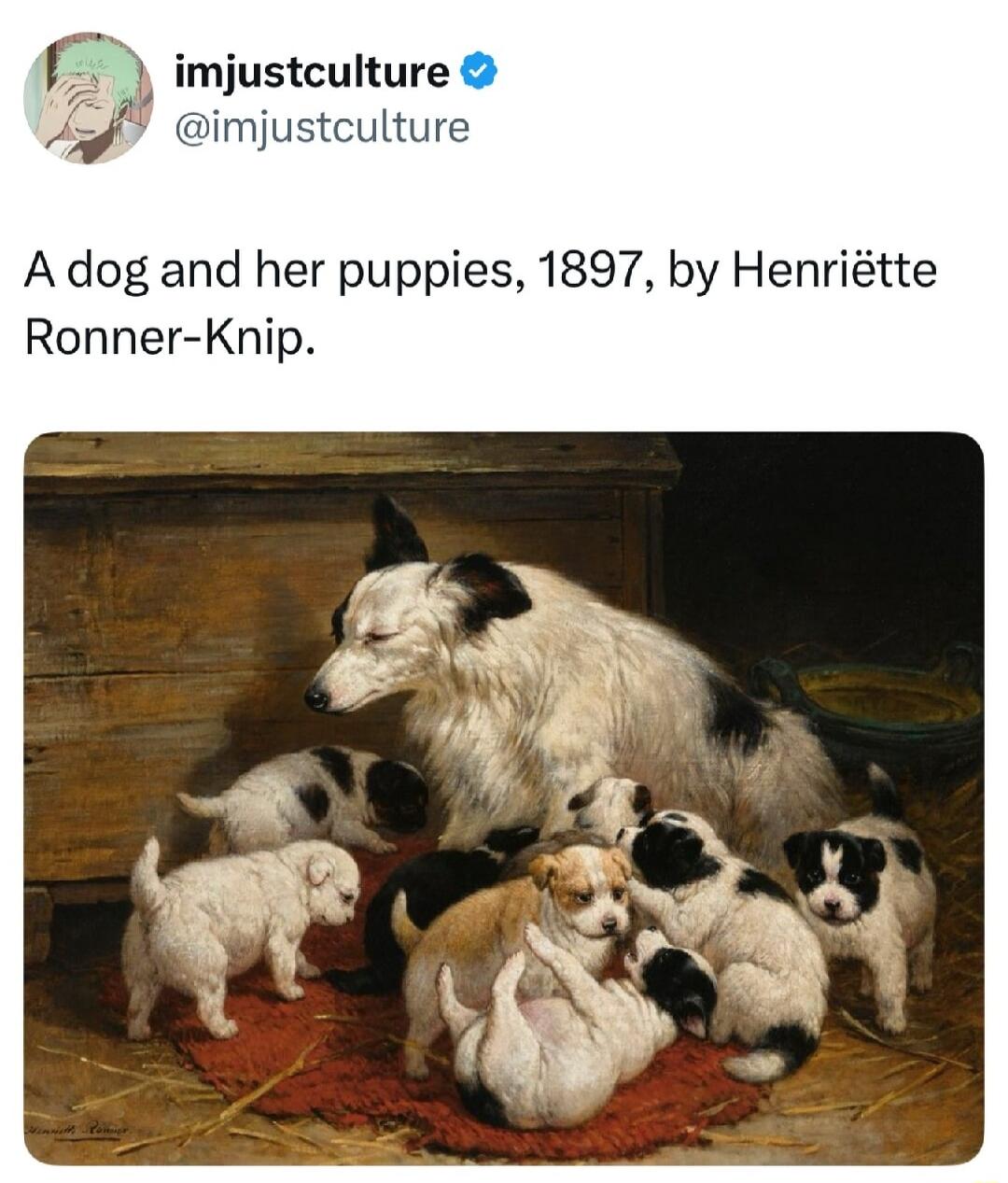 A dog and her puppies, 1897, by Henriëtte Ronner-Knip.