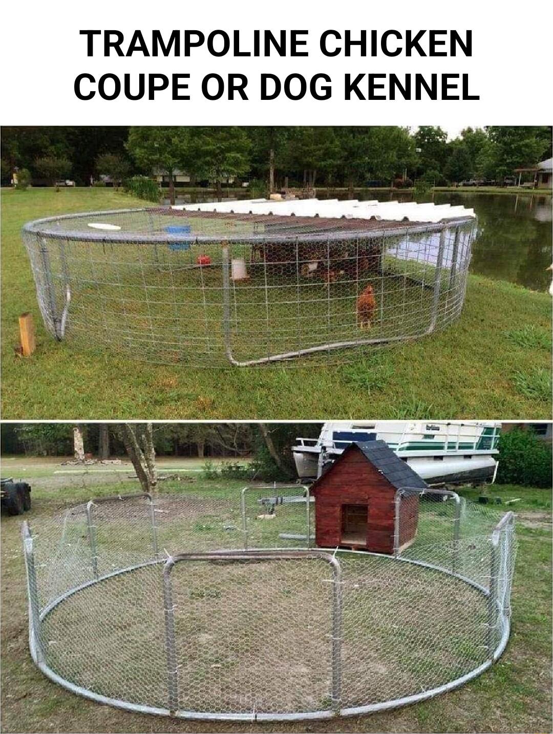 TRAMPOLINE CHICKEN COUPE OR DOG KENNEL