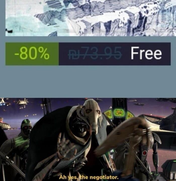 -80% 73.95 Free. Ah yes, the negotiator.