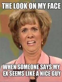 THE LOOK ON MY FACE WHEN SOMEONE SAYS MY EX SEEMS LIKE A NICE GUY