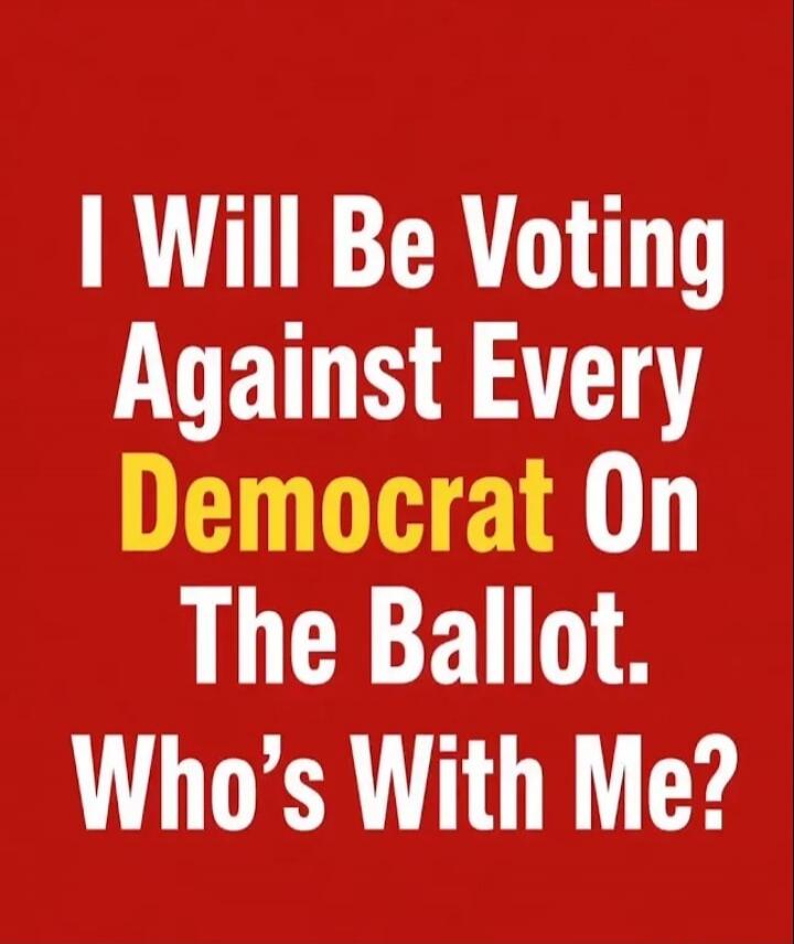I Will Be Voting Against Every Democrat On The Ballot. Who's With Me?