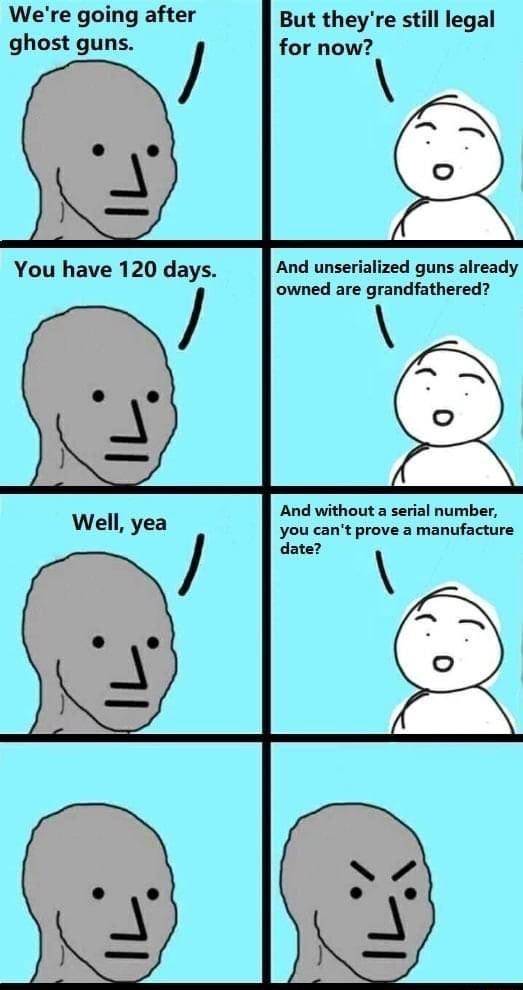 Were going after But theyre still legal ghost guns for now And unserialized guns already owned are grandfathered You have 120 days And without a serial number you cant prove a manufacture date