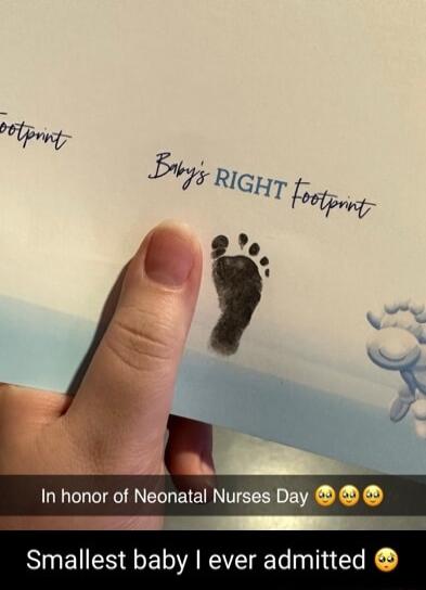 In honor of Neonatal Nurses Day S e Smallest baby ever admitted